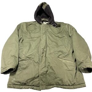 VTG Parka Jacket 2XL US Military 1950s‎ Zip Hood Civilian B-9 Quilted Coat Flaws